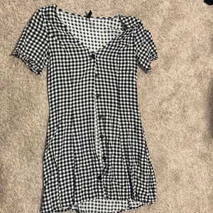 DIVIDED H&M Black and White Gingham Button-Up Dress